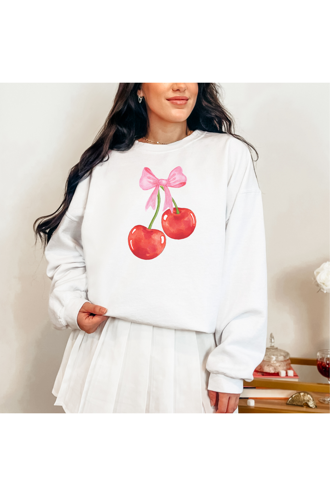 Cherry Bow Graphic Sweatshirt