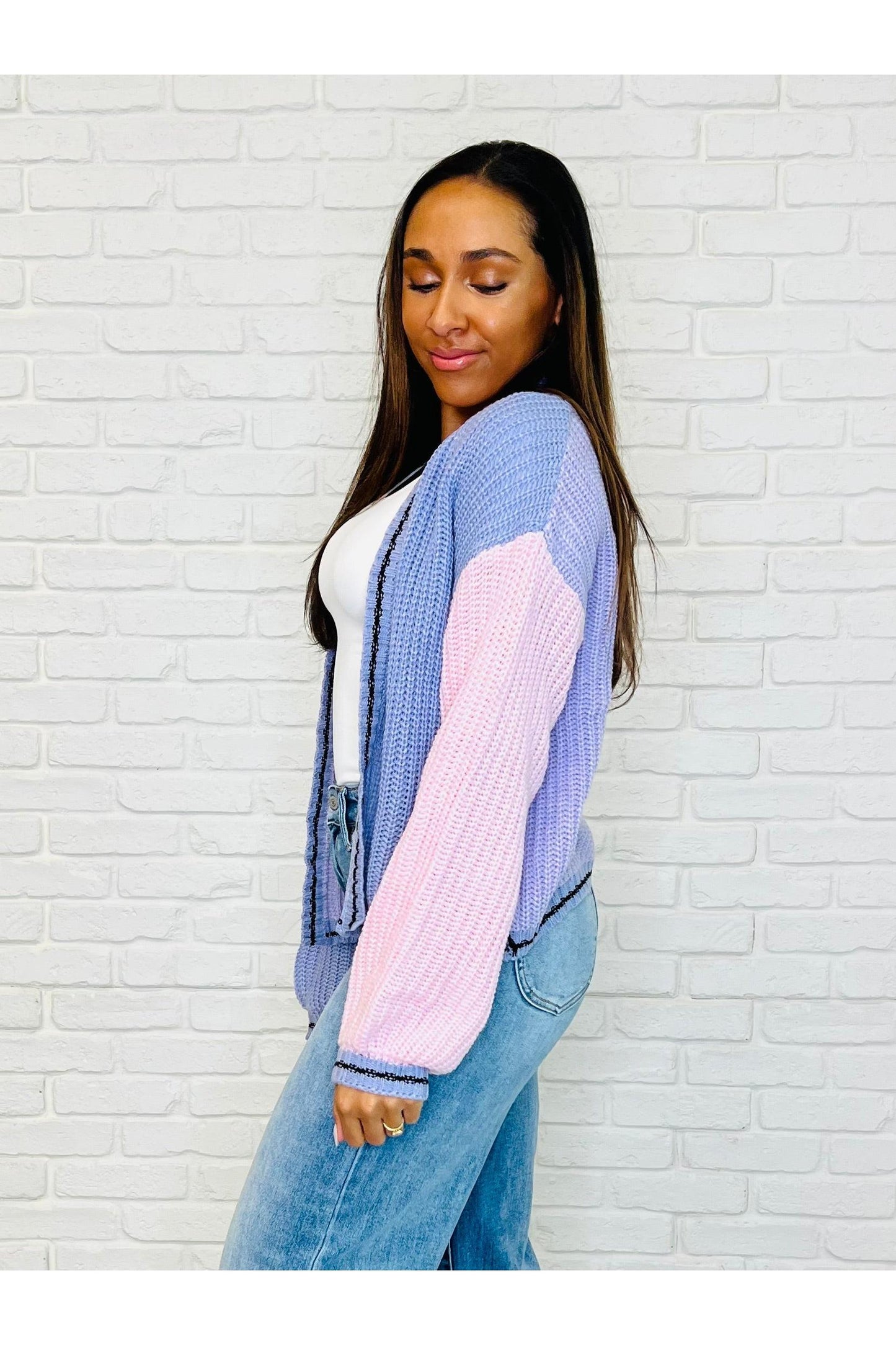 Coffee Date Color Block Cardigan