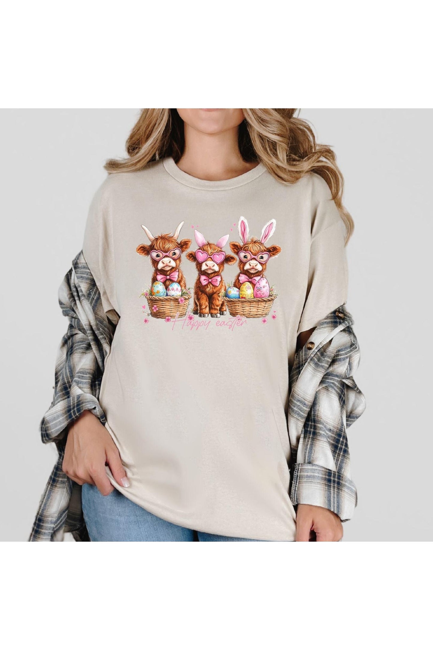 Easter Basket Highland Cow Graphic Tee