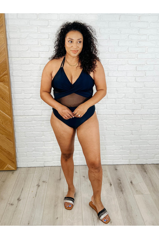 Palma Mesh Detail Halter Swimsuit