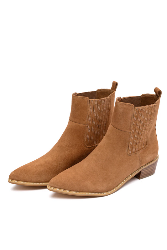 Leonor Suede Ankle Boot in Tan