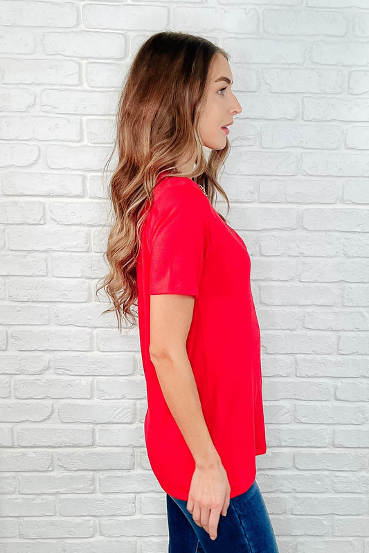 The Every Outfit Basic V-Neck Top in Ruby