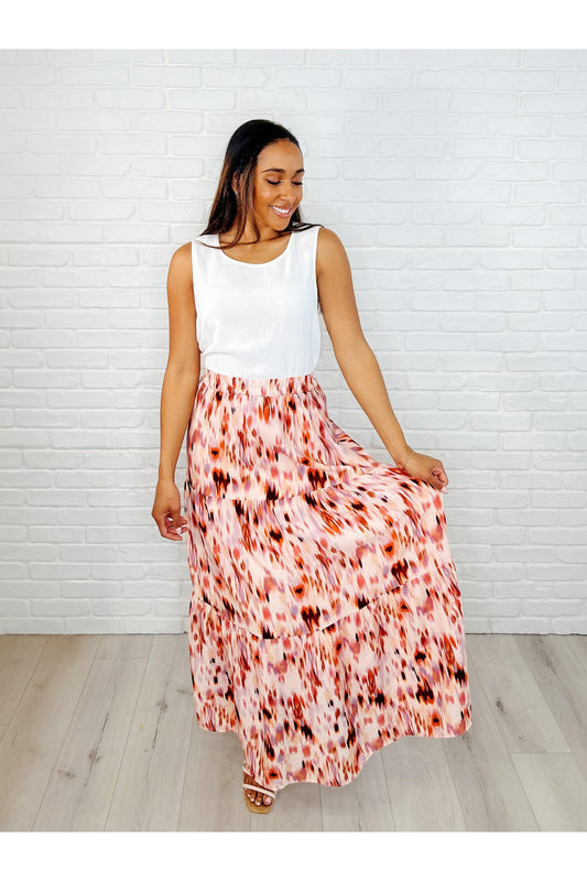 Words Fail Me Watercolor Print Maxi Skirt