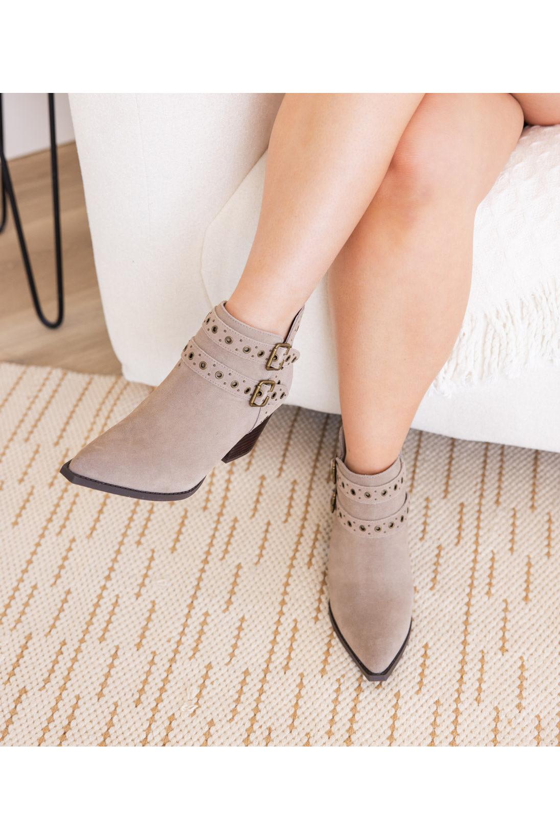 Elsa Leather Ankle Boot in Taupe