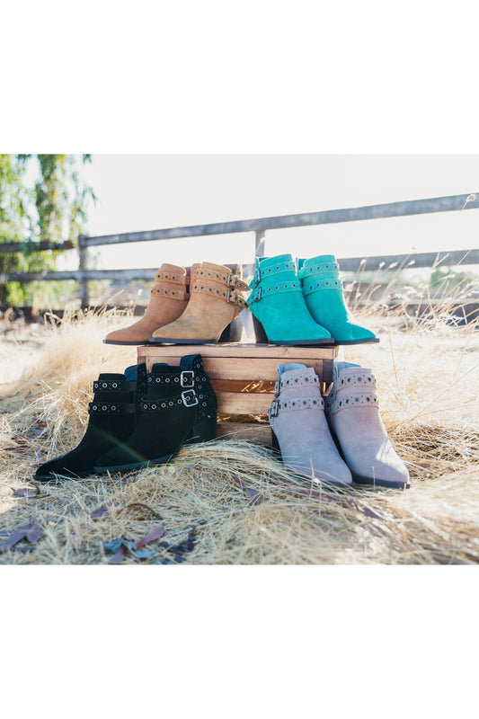 Elsa Leather Ankle Boot in Teal