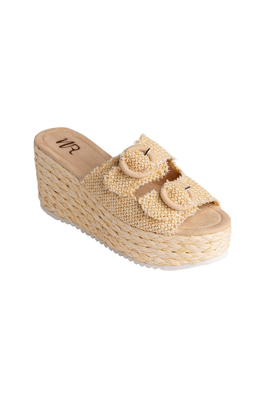 Eriwen Buckle Wedge in Cream