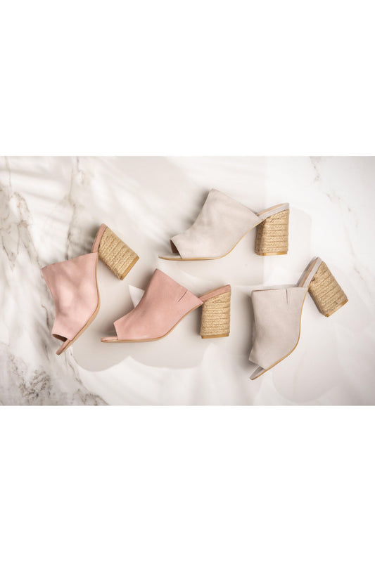 Helena Heeled Sandal in Blush Suede