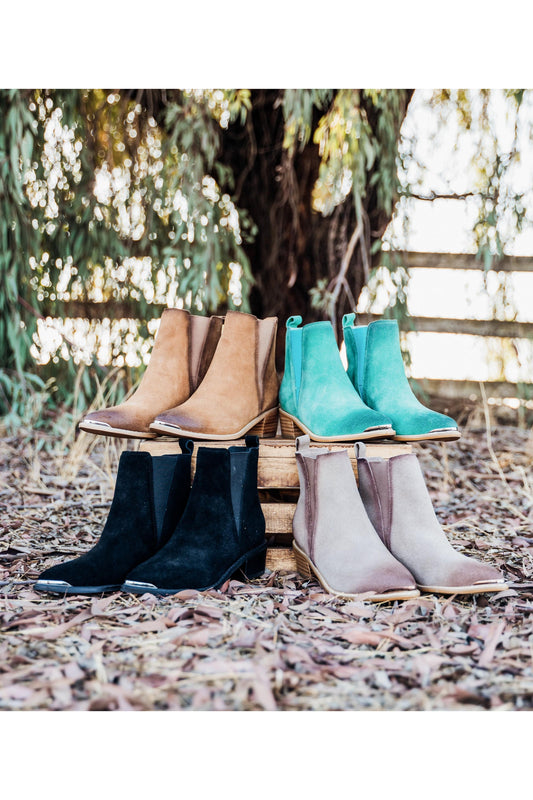 Wylie Suede Ankle Boot in Taupe