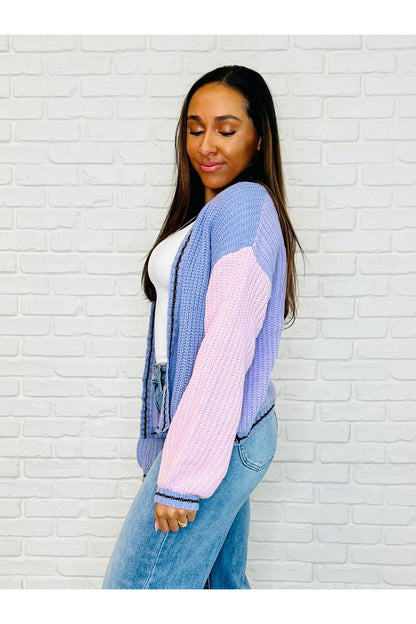 Coffee Date Color Block Cardigan