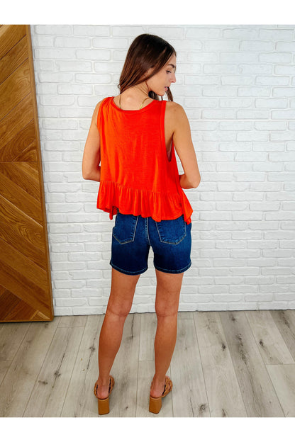 V-Neck Ruffled Peplum in Spicy Orange