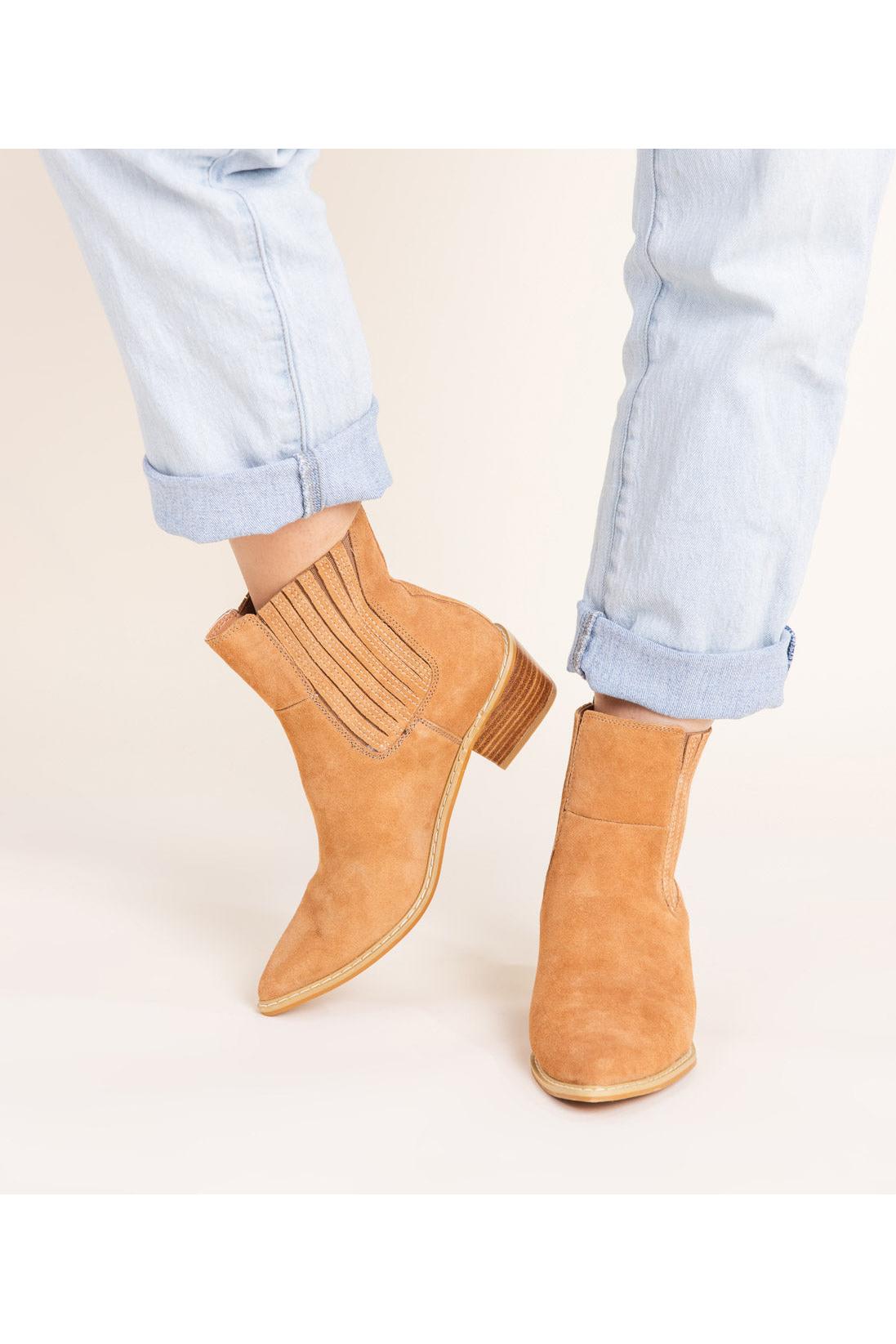 Leonor Suede Ankle Boot in Tan