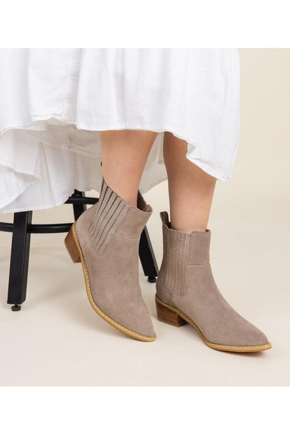 Leonor Suede Ankle Boot in Taupe
