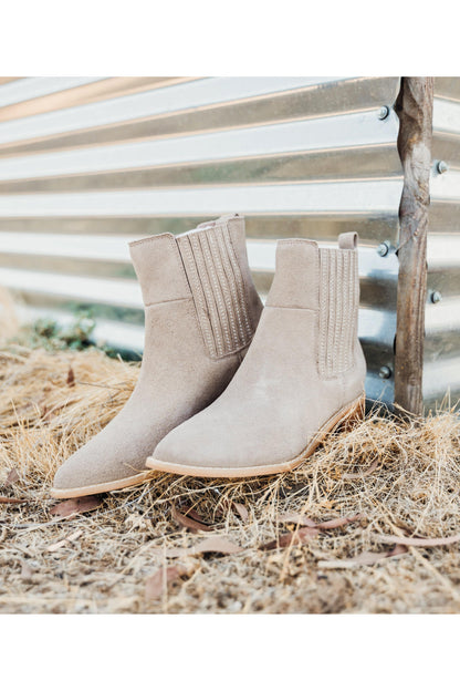 Leonor Suede Ankle Boot in Taupe