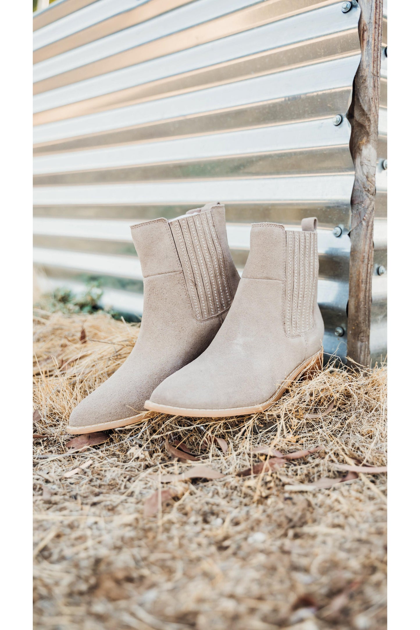 Leonor Suede Ankle Boot in Taupe
