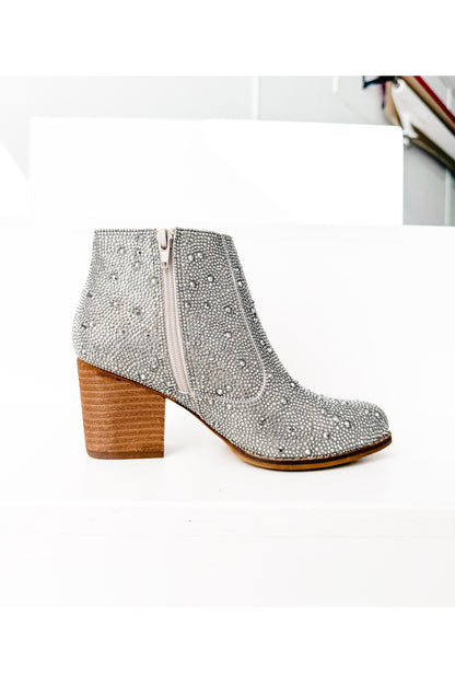 Shine Star Rhinestone Bootie in Silver