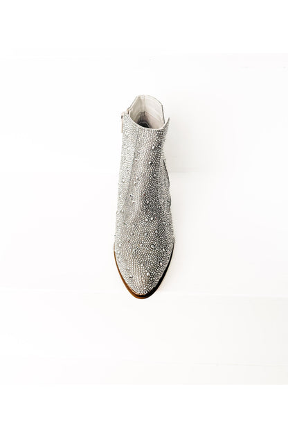 Shine Star Rhinestone Bootie in Silver