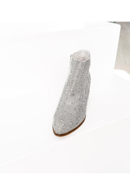 Shine Star Rhinestone Bootie in Silver